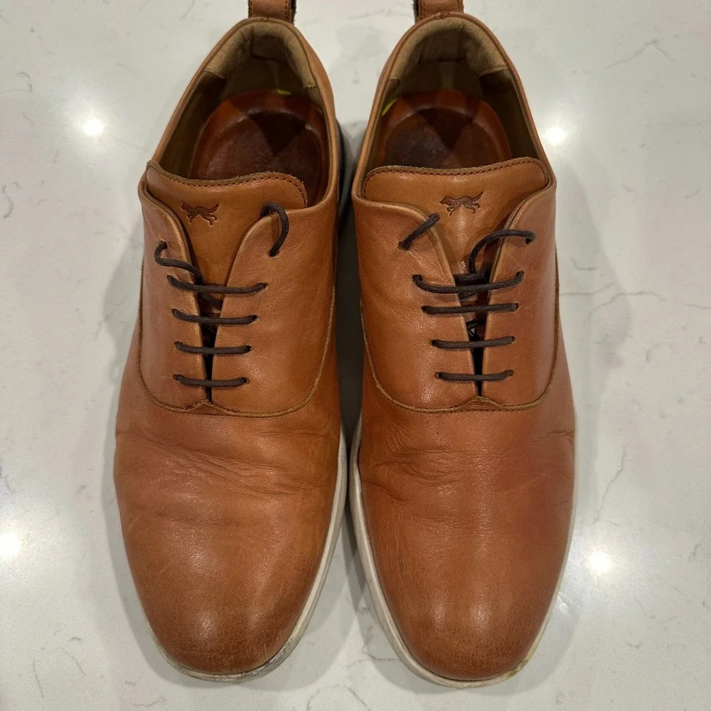 Wolf and Shepherd Mens 11.5 M Crossover Lace Up Brown Derby Dress Shoes Leather